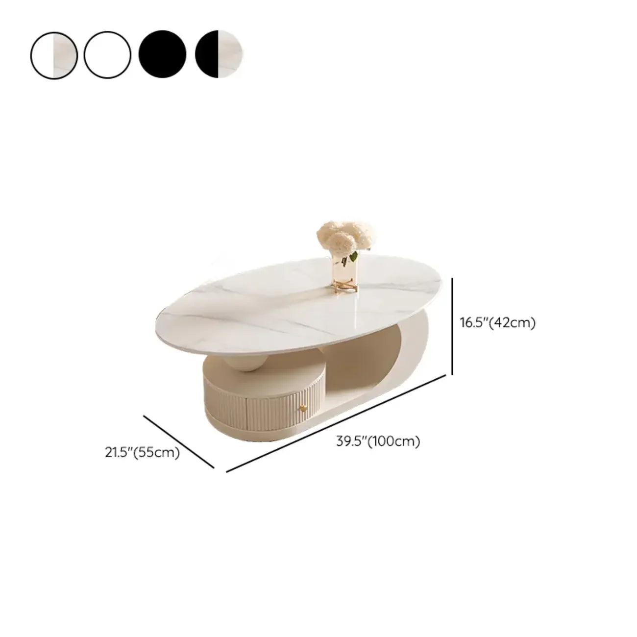 Tavolino da caffè moderno con piano in pietra bianca antigraffio