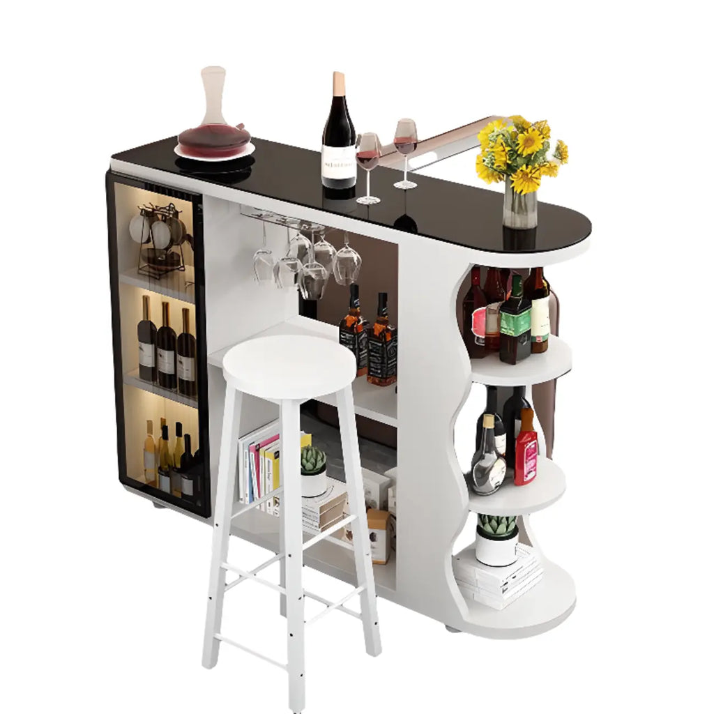 Tavolo da bar a forma libera con top in pietra moderna e contenitore per bar domestici