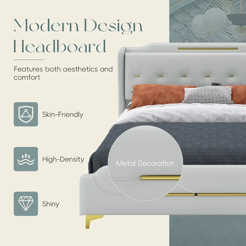 Letto Moderno Imbottito in Ecopelle