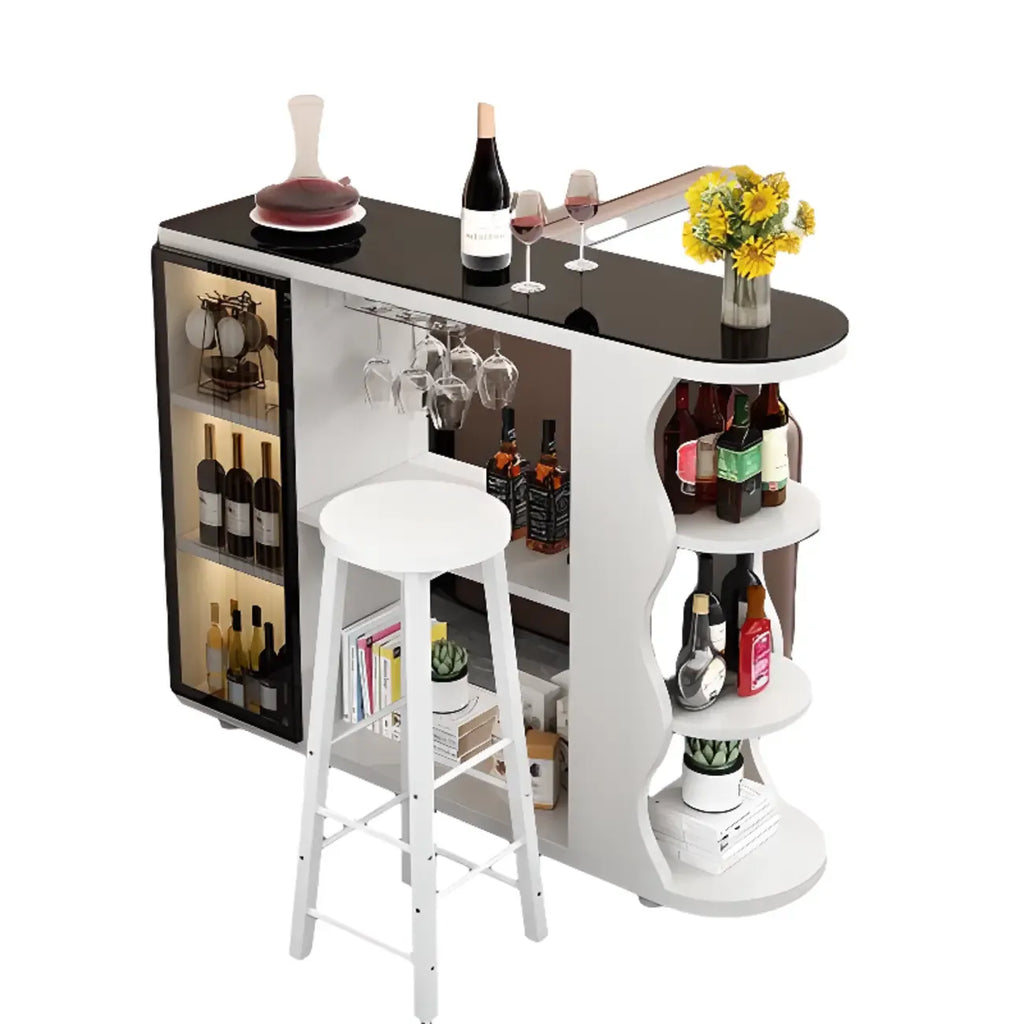 Tavolo da bar a forma libera con top in pietra moderna e contenitore per bar domestici