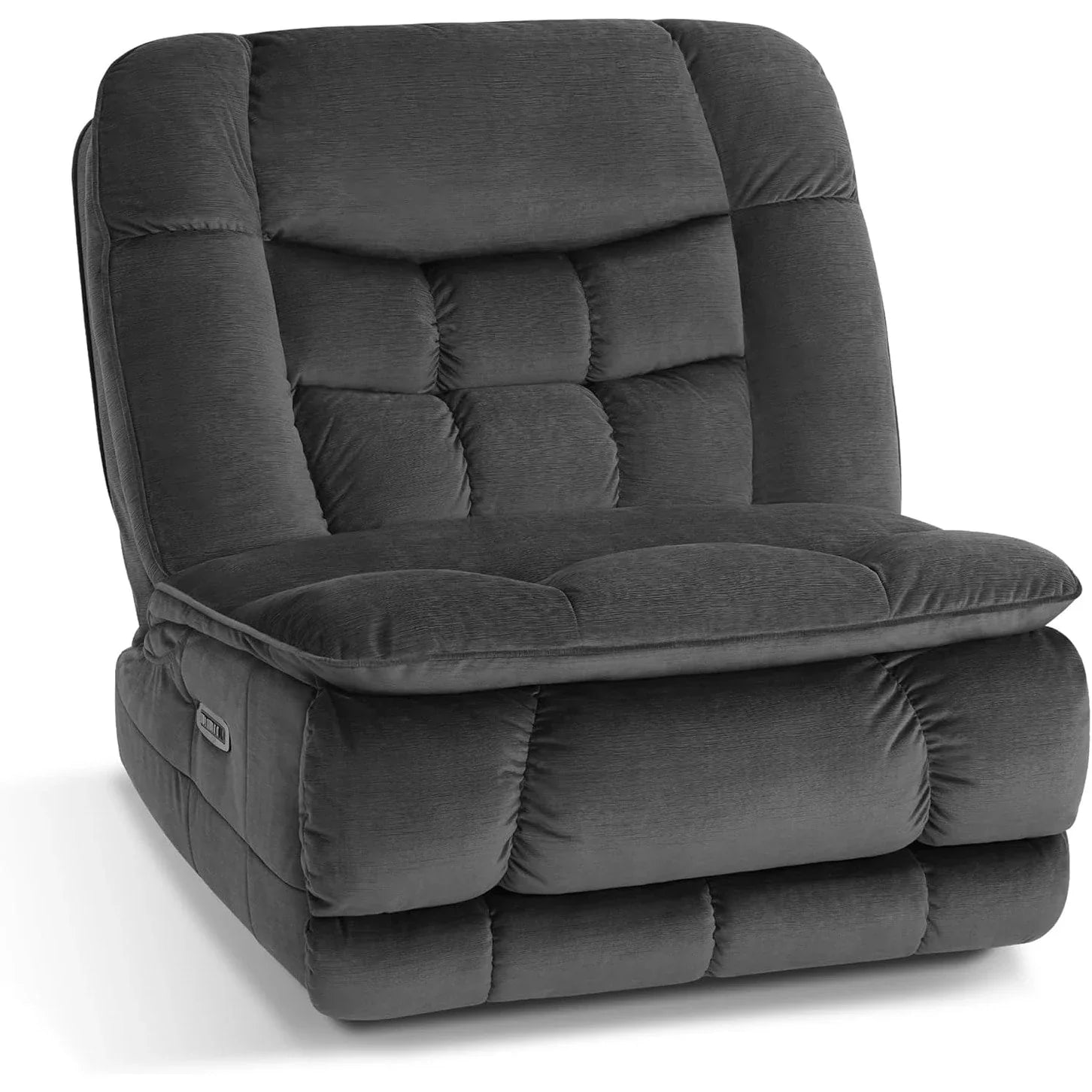 MCombo Poltrona Reclinabile Basculante Elettrica Oversize senza Braccioli con Doppio Motore, Reclinabile Zeroarms Perfetta per Soggiorno in Tessuto PR607