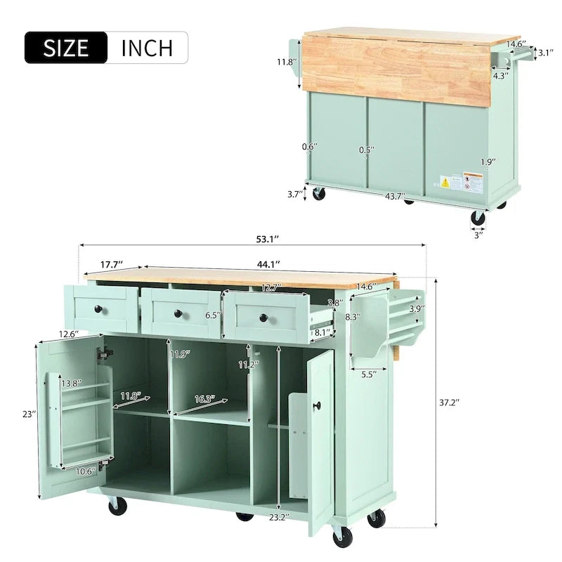 Carrello da Cucina su Ruote Portatile con Contenitore