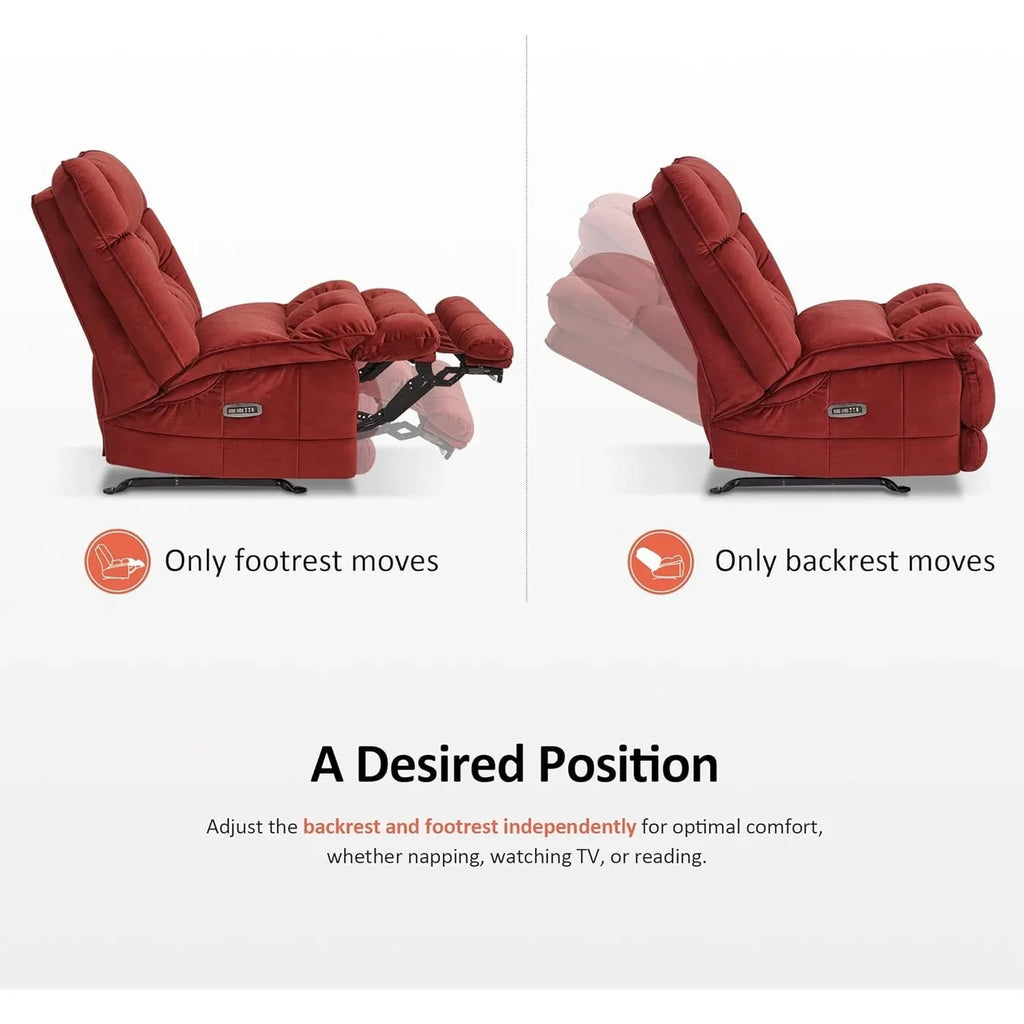 MCombo Poltrona Reclinabile Basculante Elettrica Oversize senza Braccioli con Doppio Motore, Reclinabile Zeroarms Perfetta per Soggiorno in Tessuto PR607