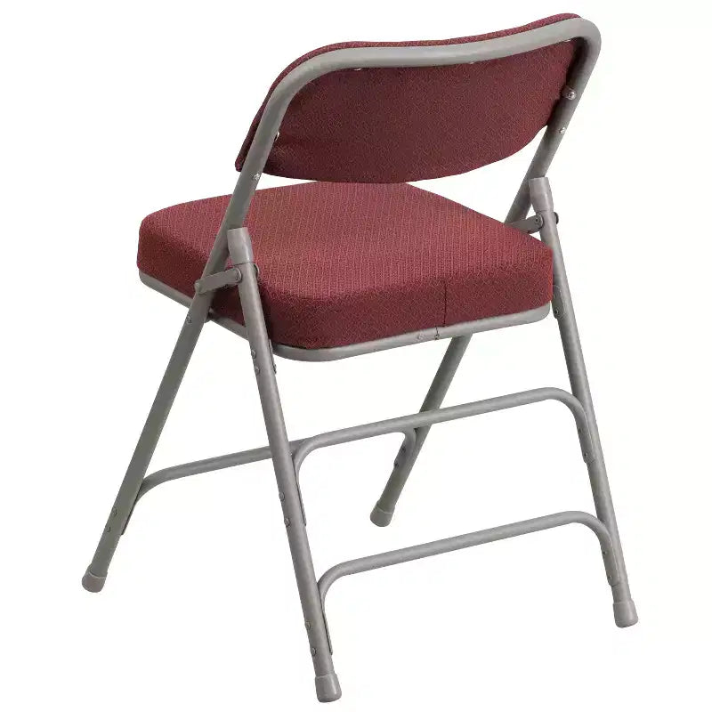 Sedia pieghevole in metallo rivestita in tessuto premium ricurva con triplo rinforzo e cerniera, confezione da 2