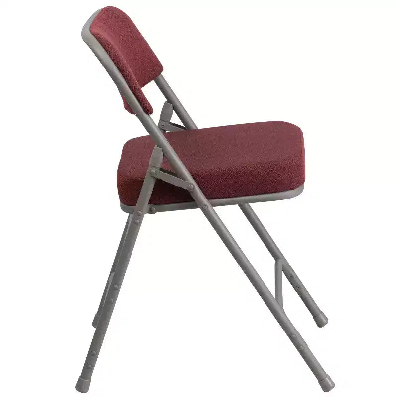 Sedia pieghevole in metallo rivestita in tessuto premium ricurva con triplo rinforzo e cerniera, confezione da 2