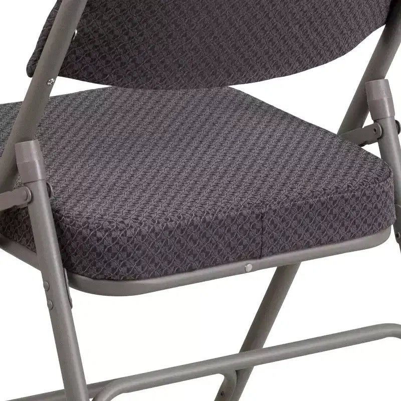Sedia pieghevole in metallo rivestita in tessuto premium ricurva con triplo rinforzo e cerniera, confezione da 2