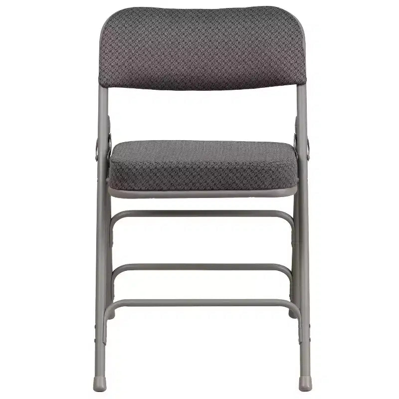 Sedia pieghevole in metallo rivestita in tessuto premium ricurva con triplo rinforzo e cerniera, confezione da 2