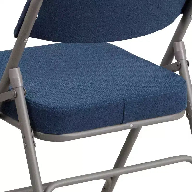 Sedia pieghevole in metallo rivestita in tessuto premium ricurva con triplo rinforzo e cerniera, confezione da 2