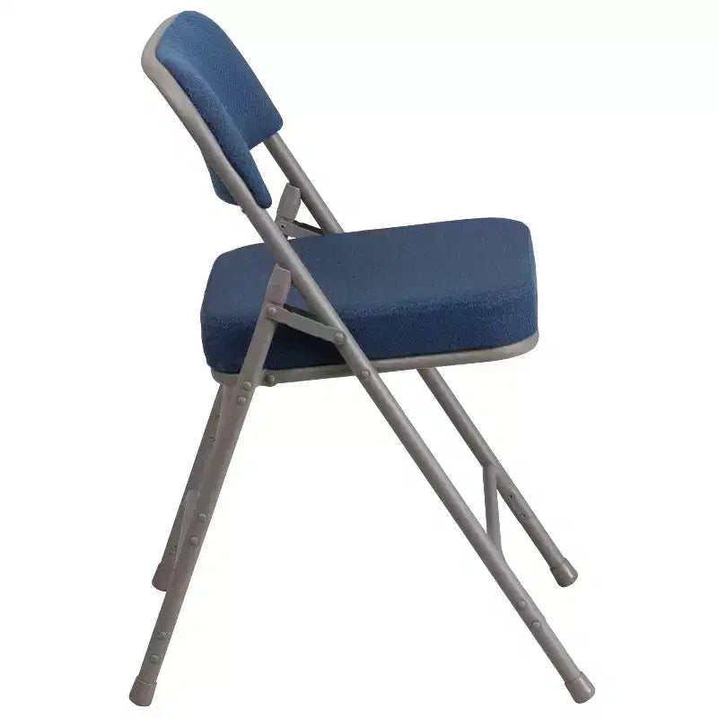Sedia pieghevole in metallo rivestita in tessuto premium ricurva con triplo rinforzo e cerniera, confezione da 2