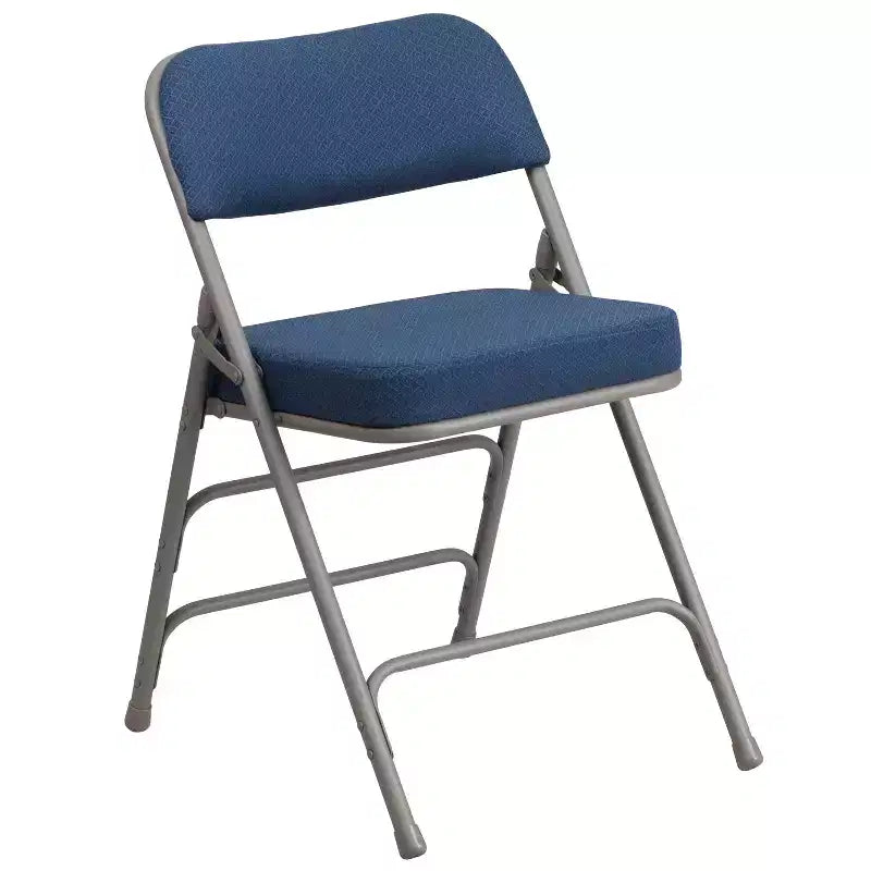 Sedia pieghevole in metallo rivestita in tessuto premium ricurva con triplo rinforzo e cerniera, confezione da 2