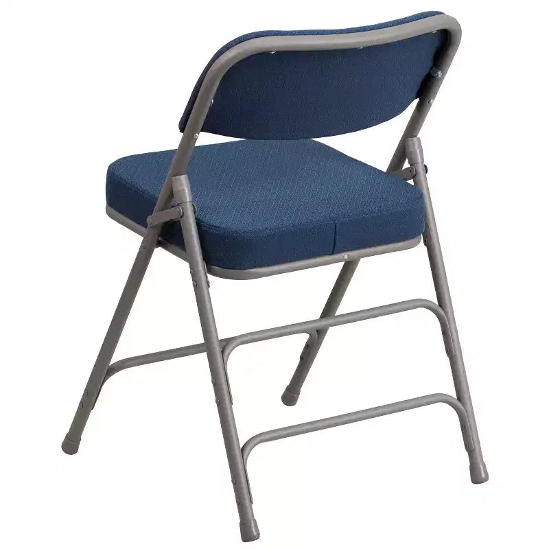 Sedia pieghevole in metallo rivestita in tessuto premium ricurva con triplo rinforzo e cerniera, confezione da 2