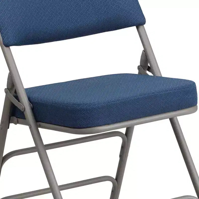 Sedia pieghevole in metallo rivestita in tessuto premium ricurva con triplo rinforzo e cerniera, confezione da 2