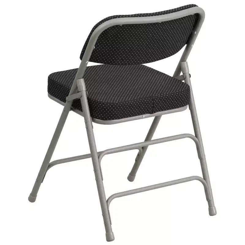 Sedia pieghevole in metallo rivestita in tessuto premium ricurva con triplo rinforzo e cerniera, confezione da 2