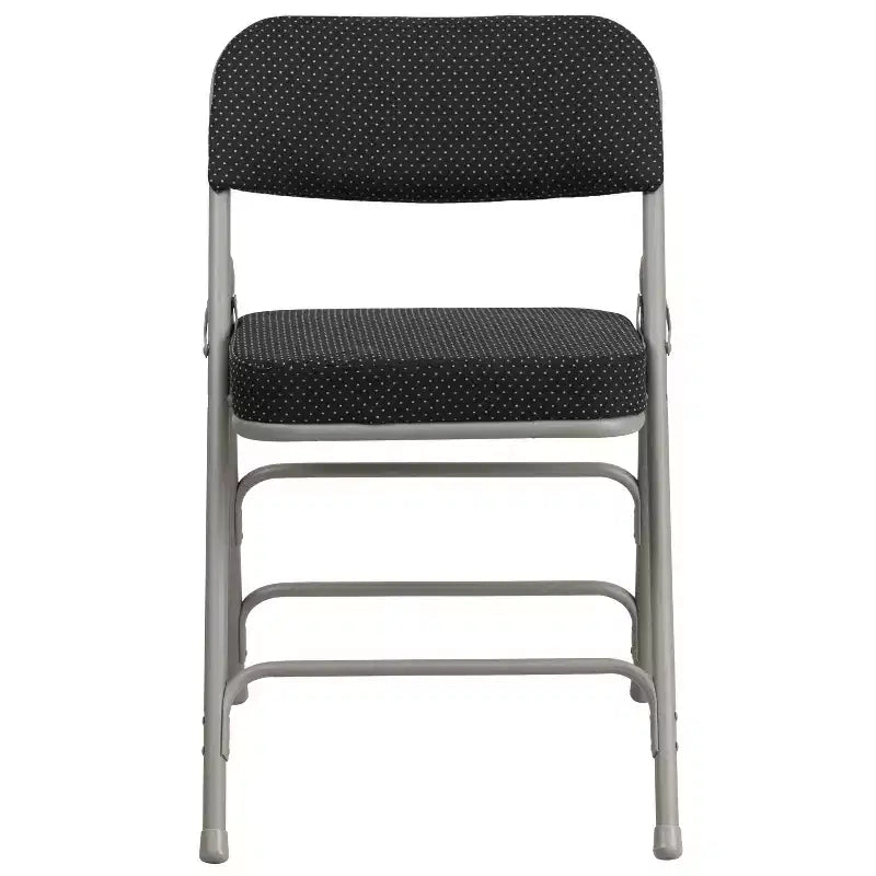 Sedia pieghevole in metallo rivestita in tessuto premium ricurva con triplo rinforzo e cerniera, confezione da 2