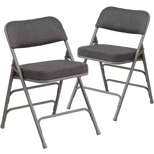 Emma and Oliver 2 Pack Premium Curved Triple Braced & Hinged Fabric Upholstered Metal Folding Chair