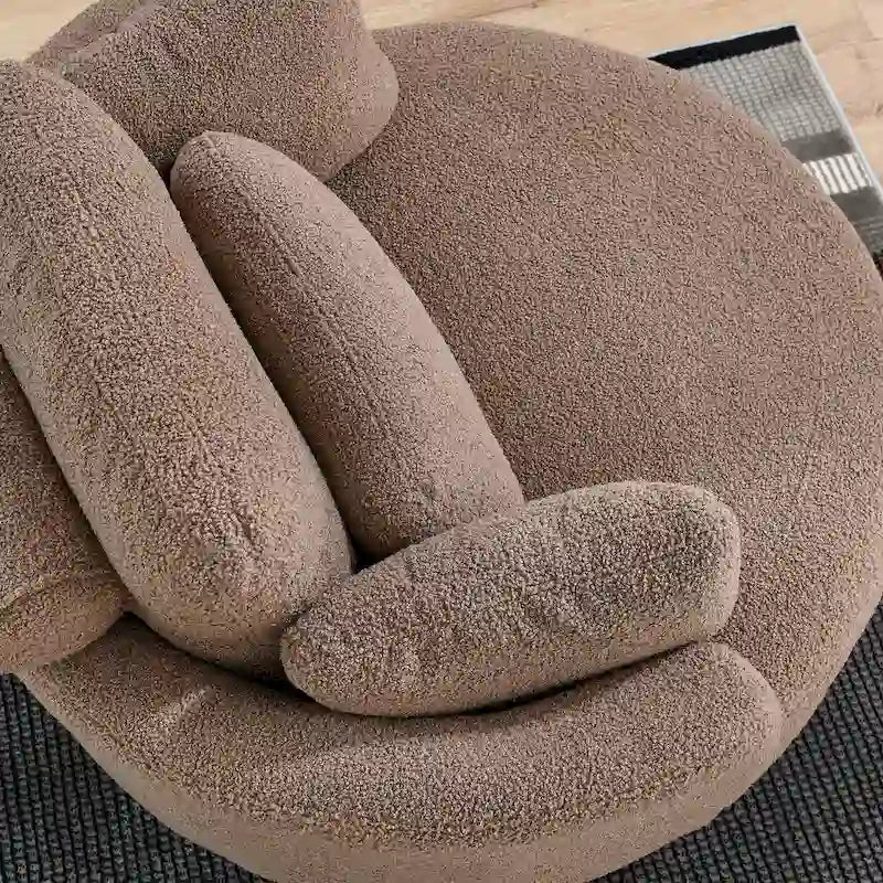 Poltrona a botte girevole di grandi dimensioni con pouf contenitore a forma di luna