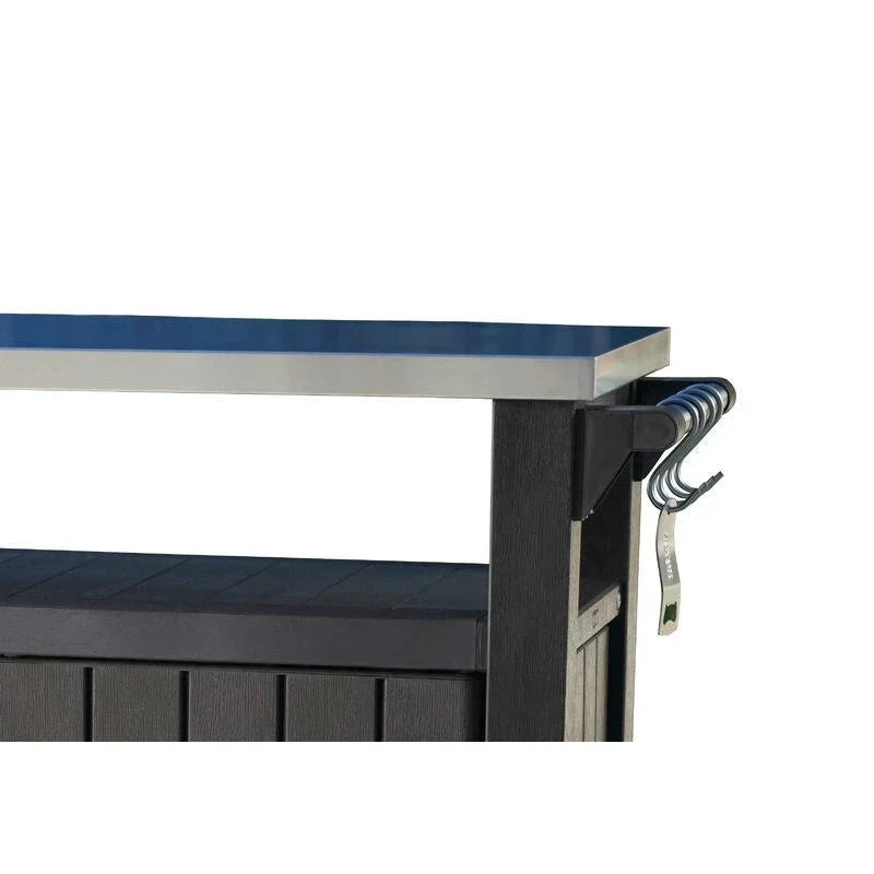 Carrello da bar per feste all'aperto con ruote, contenitore e ripiano portaoggetti, marrone scuro - 35,4 A x 48,7 L x 20,4 P