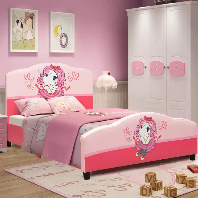 Letto per bambini imbottito con piattaforma per neonati, rosa