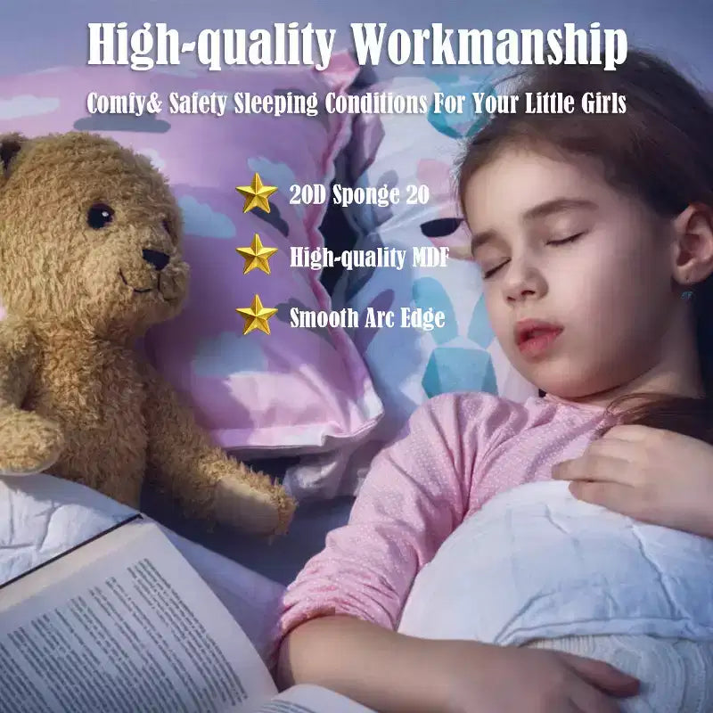 Letto per bambini imbottito con piattaforma per neonati, rosa