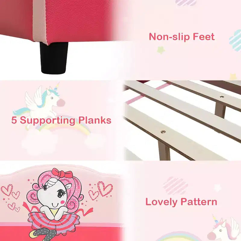 Letto per bambini imbottito con piattaforma per neonati, rosa