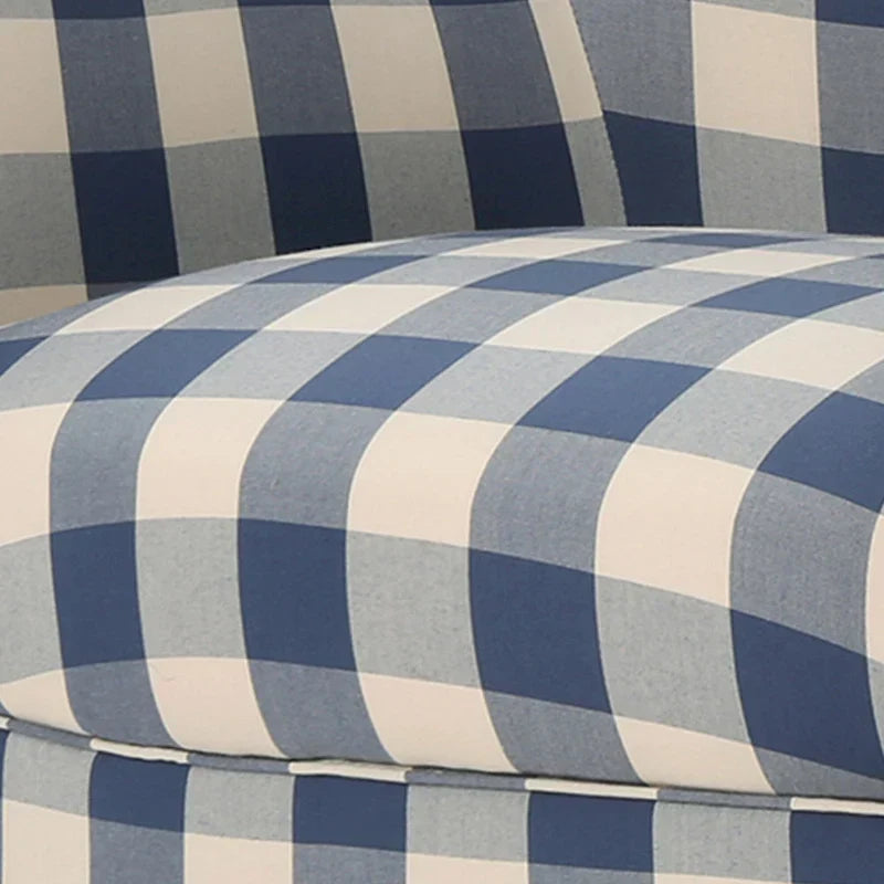 Poltrona imbottita schienale alto Modern Retro 30,25" con gambe in legno per soggiorno