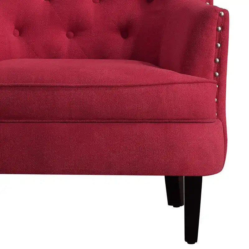 Moser Bay Mignon Poltrona Accent con Schienale Alto Trapuntato, Velluto/Lino, 76 cm