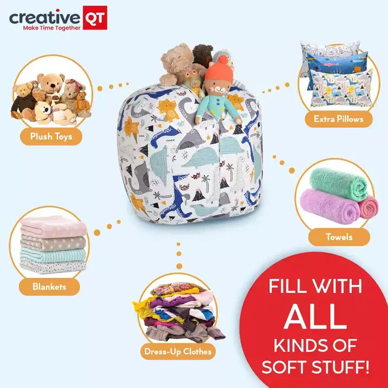 Stuff 'n Sit Large 33'' - Copertura Contenitore per Pouf a Sacco per Peluche e Giocattoli - Velluto a Coste Rosa Caldo - per Neonati e Bambini