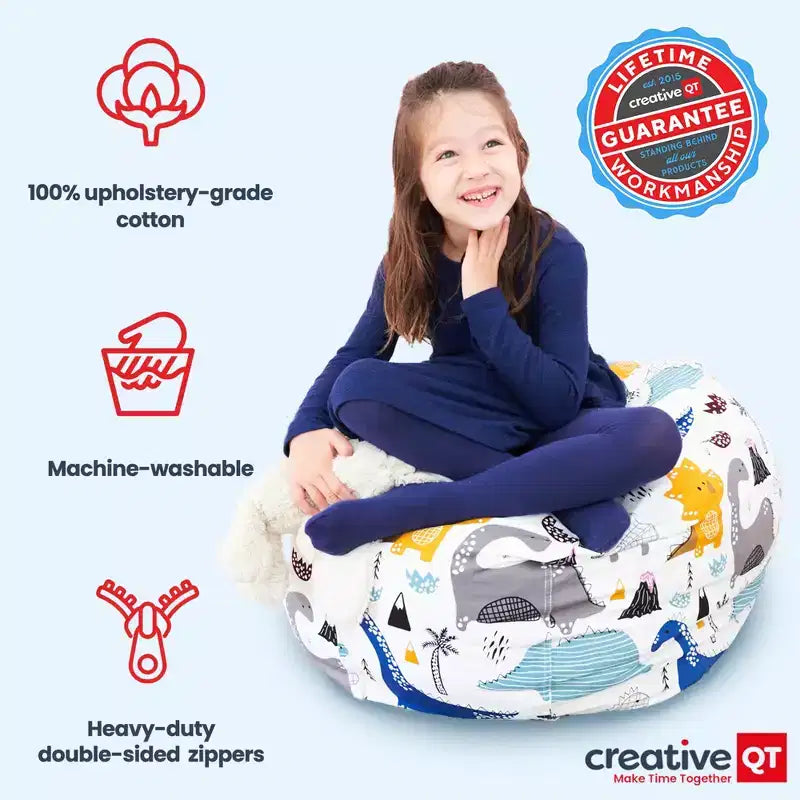 Stuff 'n Sit Large 33'' - Copertura Contenitore per Pouf a Sacco per Peluche e Giocattoli - Velluto a Coste Rosa Caldo - per Neonati e Bambini