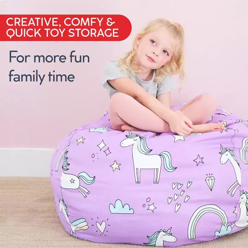 Stuff 'n Sit Large 33'' - Copertura Contenitore per Pouf a Sacco per Peluche e Giocattoli - Velluto a Coste Rosa Caldo - per Neonati e Bambini