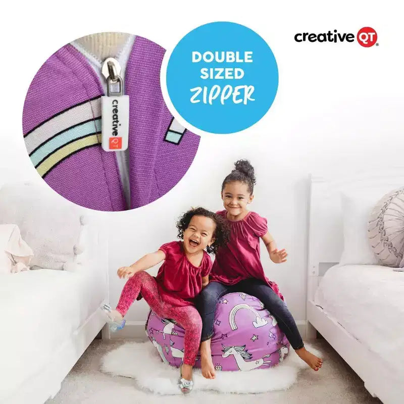 Stuff 'n Sit Large 33'' - Copertura Contenitore per Pouf a Sacco per Peluche e Giocattoli - Velluto a Coste Rosa Caldo - per Neonati e Bambini