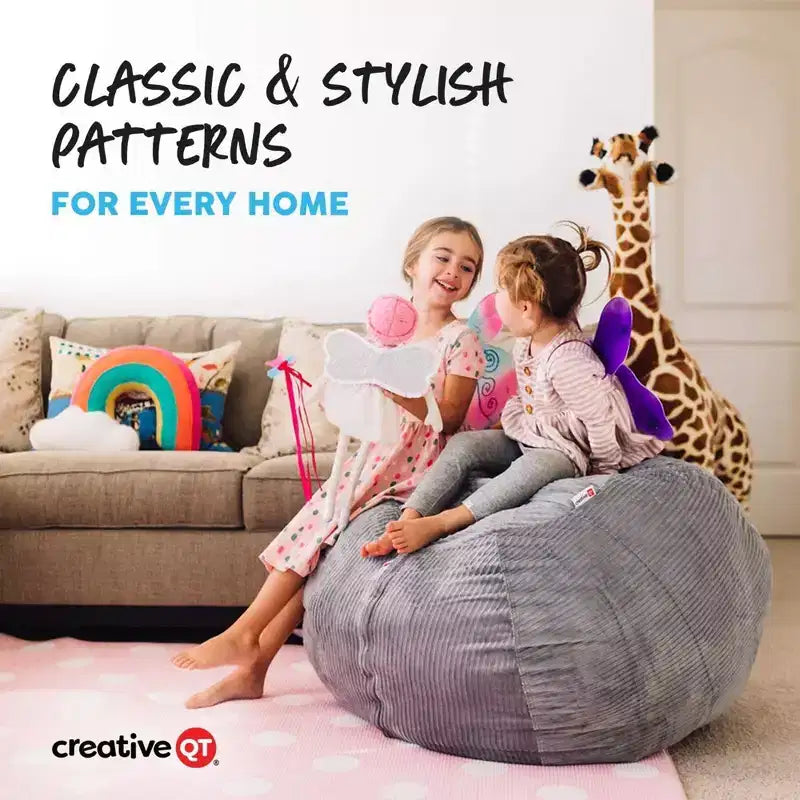 Stuff 'n Sit Large 33'' - Copertura Contenitore per Pouf a Sacco per Peluche e Giocattoli - Velluto a Coste Rosa Caldo - per Neonati e Bambini