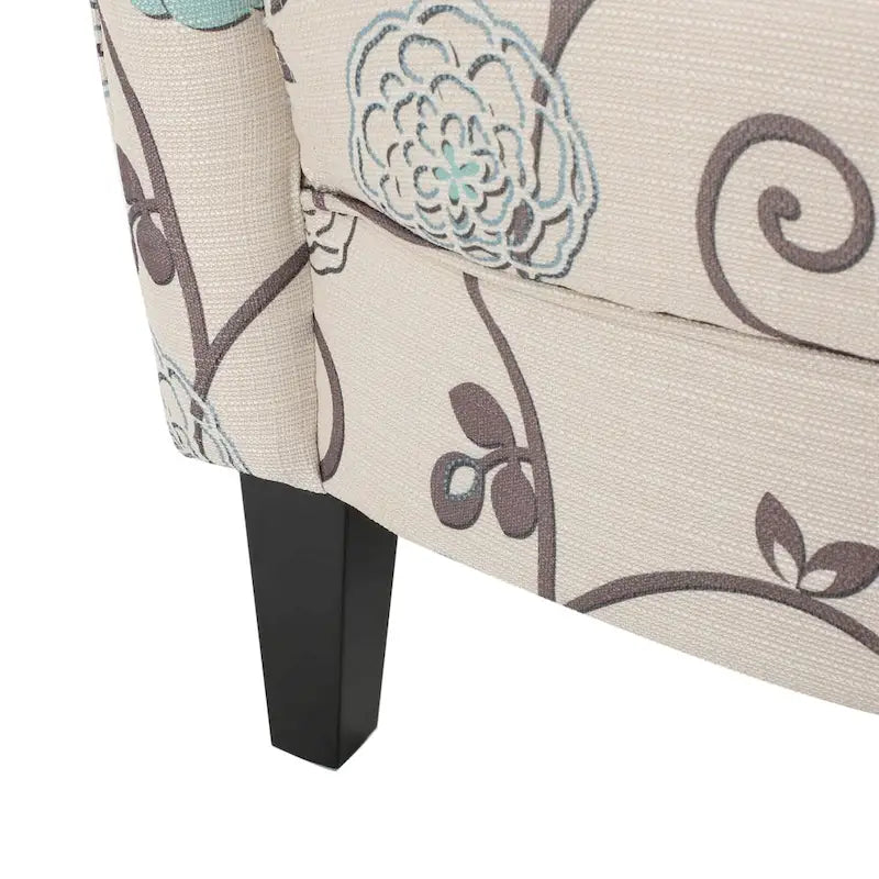 Poltrona imbottita schienale alto Modern Retro 30,25" con gambe in legno per soggiorno
