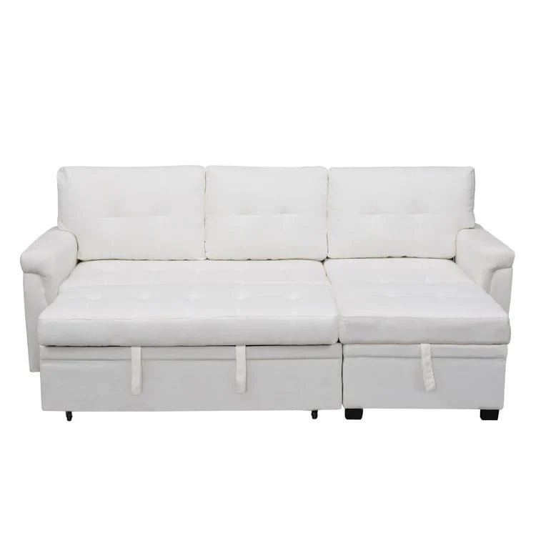 Divano sezionale reversibile con letto estraibile, chaise longue con contenitore nascosto, gambe durevoli,