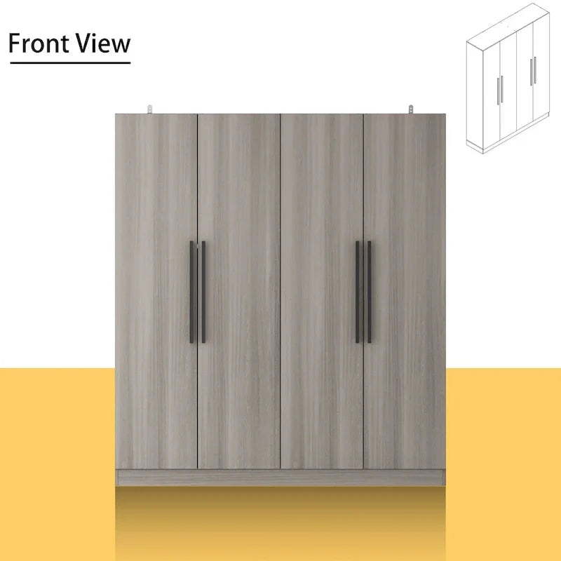Armadio moderno freestanding in legno massiccio con ripiani