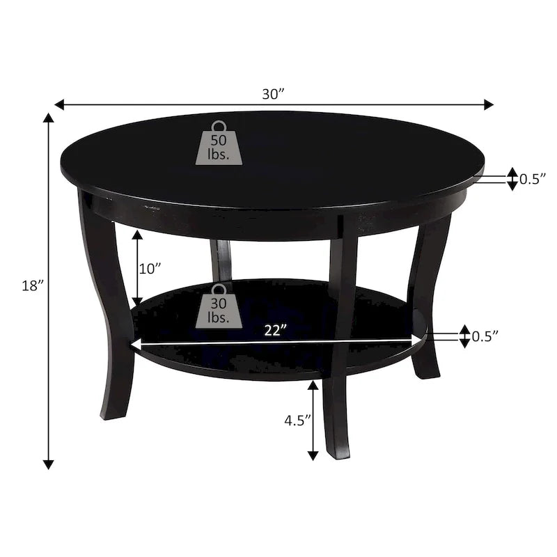 Tavolino rotondo con ripiano