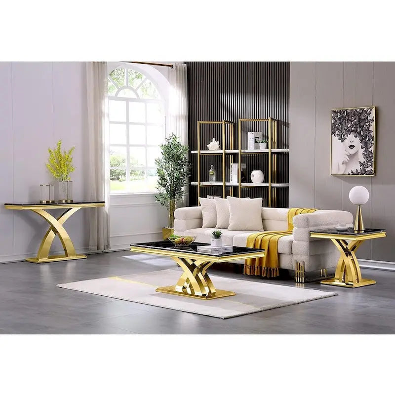 Tavolino da Caffè Moderno 48, Tavolino Rettangolare con Base a X, Tavolino Pedestal per Soggiorno