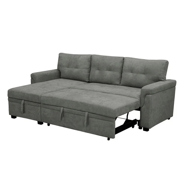 Divano sezionale reversibile con letto estraibile, chaise longue con contenitore nascosto, gambe durevoli,