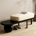 Panca bassa moderna in legno imbottita beige