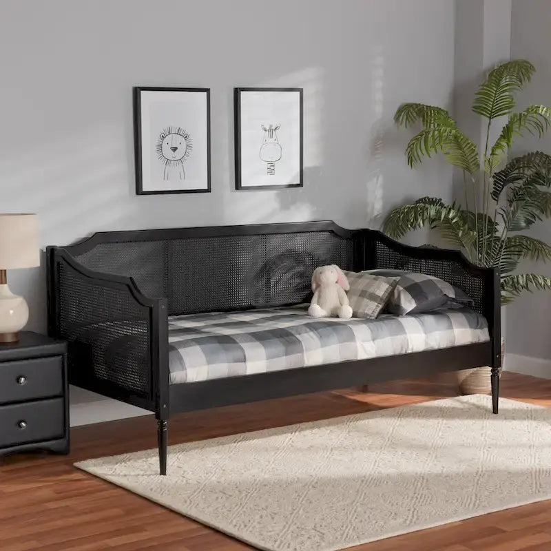 Daybed Moderno Mid-Century "Ogden" in Rattan Sintetico - Twin