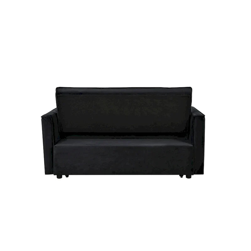 Divanetto Futon Moderno in Velluto con Schienale Reclinabile e Tasche, 2 Posti – Grigio Scuro / Grigio Chiaro / Blu / Nero
