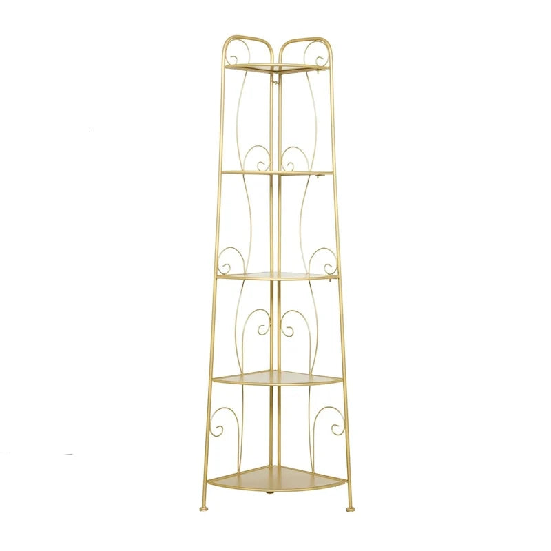 Scaffale pieghevole alto a 5 ripiani in metallo a spirale per interni ed esterni - Oro o Bianco - Roche River Decor