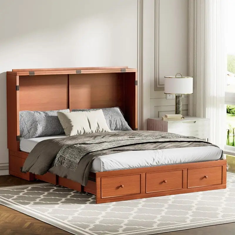 Letto a scomparsa con materasso pieghevole, letto a cubo moderno con cassetto portaoggetti e stazione di ricarica USB