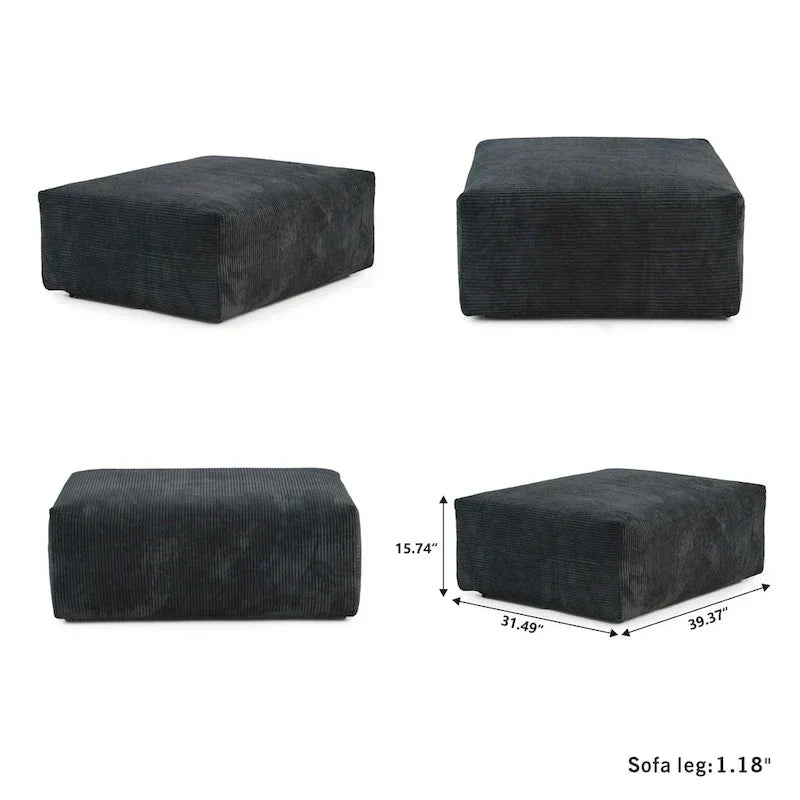 Grand canapé modulaire sectionnel en velours côtelé, en forme de U, 4 places avec 2 poufs et 5 oreillers