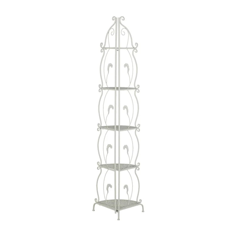 Scaffale pieghevole alto a 5 ripiani in metallo a spirale per interni ed esterni - Oro o Bianco - Roche River Decor