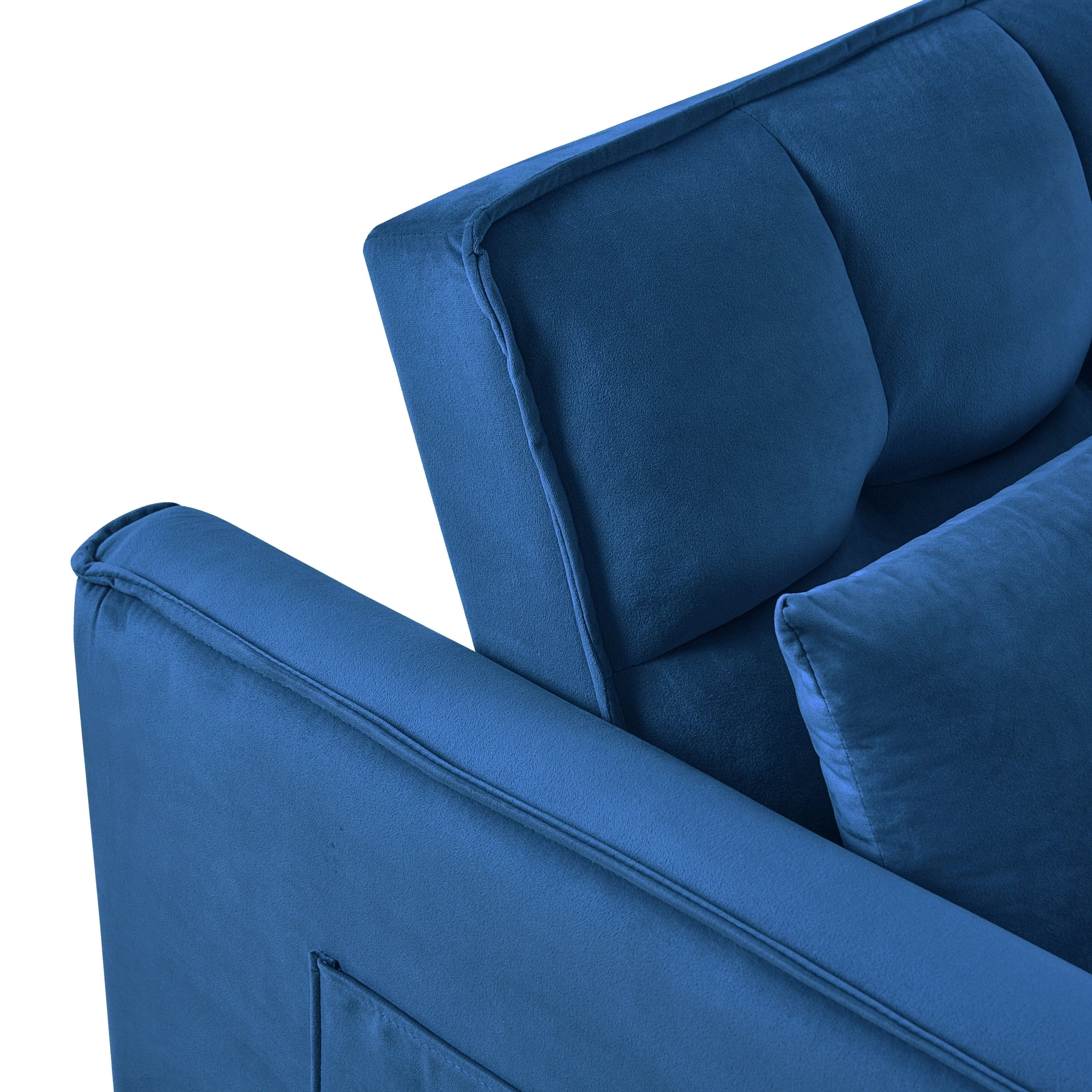 Moderno divano letto estraibile, divano letto 3-in-1 con schienale regolabile, divanetto in velluto, cuscini e tasche laterali
