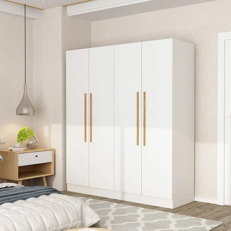 Armadio moderno freestanding in legno massiccio con ripiani