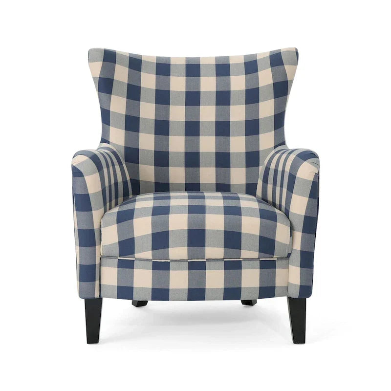 Poltrona imbottita schienale alto Modern Retro 30,25" con gambe in legno per soggiorno