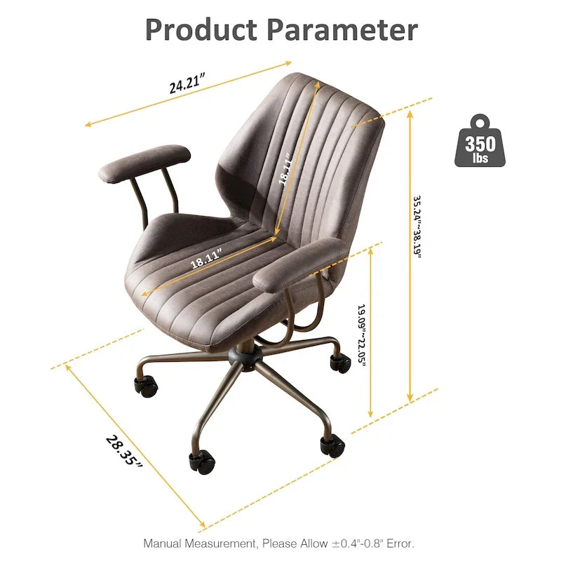 Sedia da ufficio ergonomica in tessuto scamosciato con supporto lombare