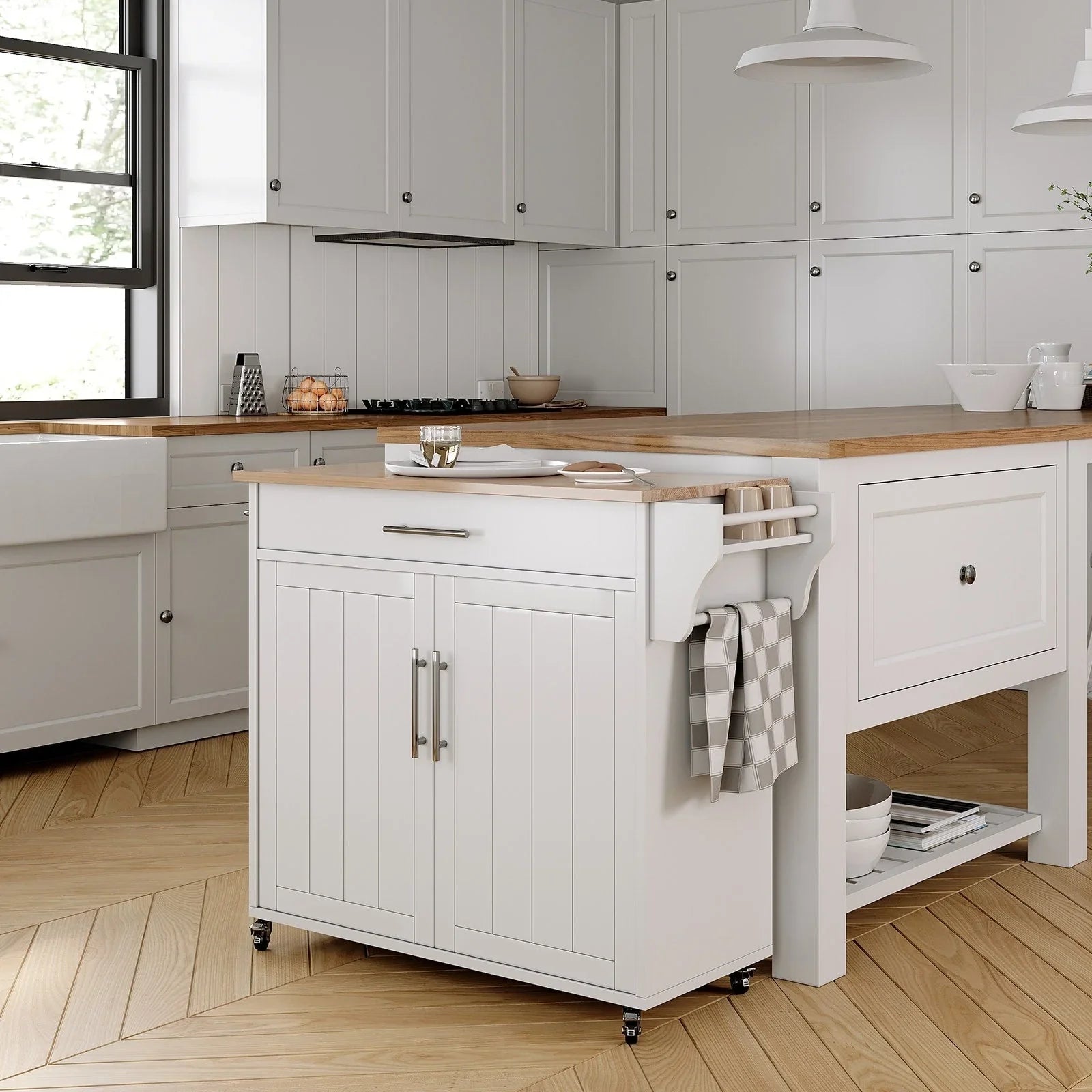 Isola da Cucina Mobile con Armadietto Contenitore