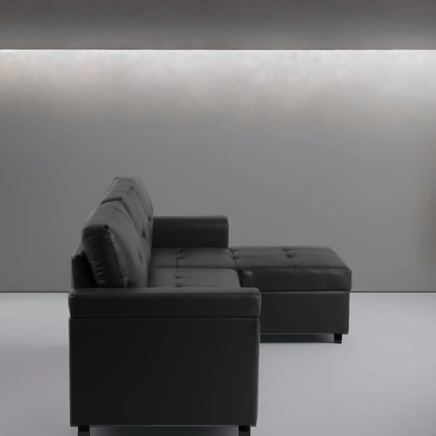 Divano sezionale reversibile con letto estraibile, chaise longue con contenitore nascosto, gambe durevoli,
